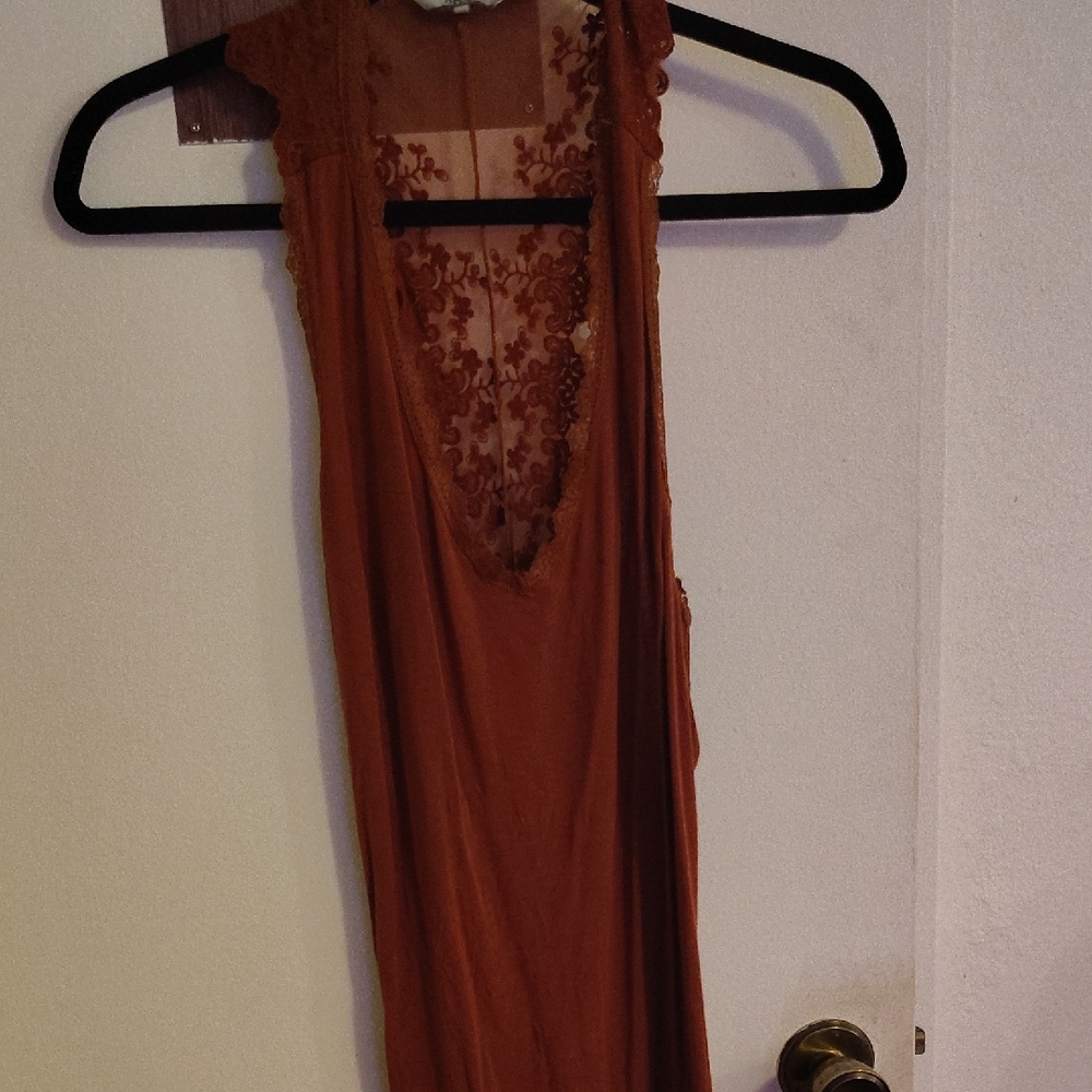 BKE Copper Lace Overlay Dress